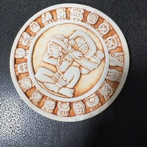 Mayan Art Wall Plaque - Cream and Brown